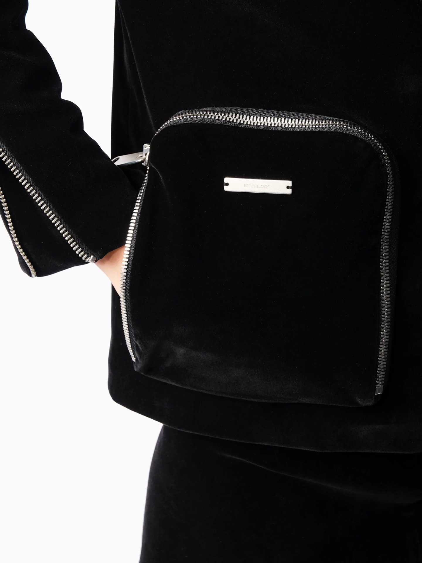 KNTLGY Velvet Fuse Zipped Ceket