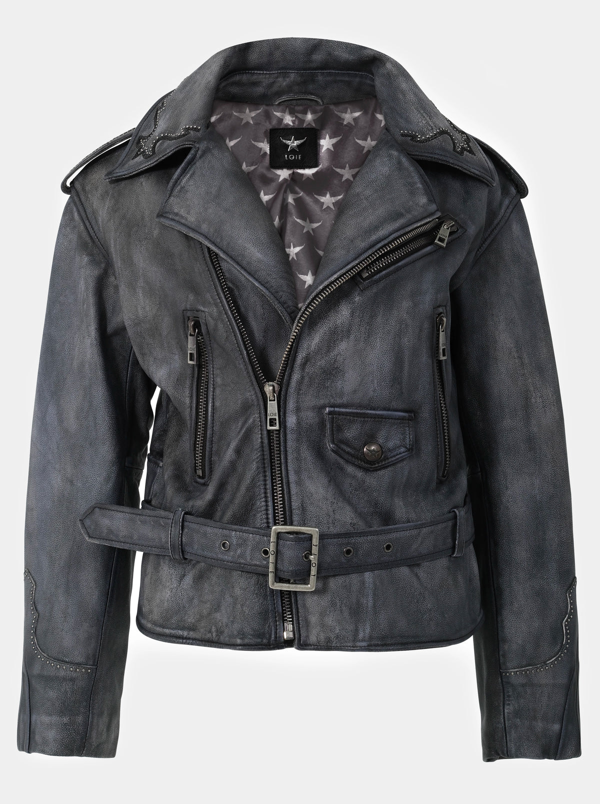 MIRANDA GREY LEATHER JACKET