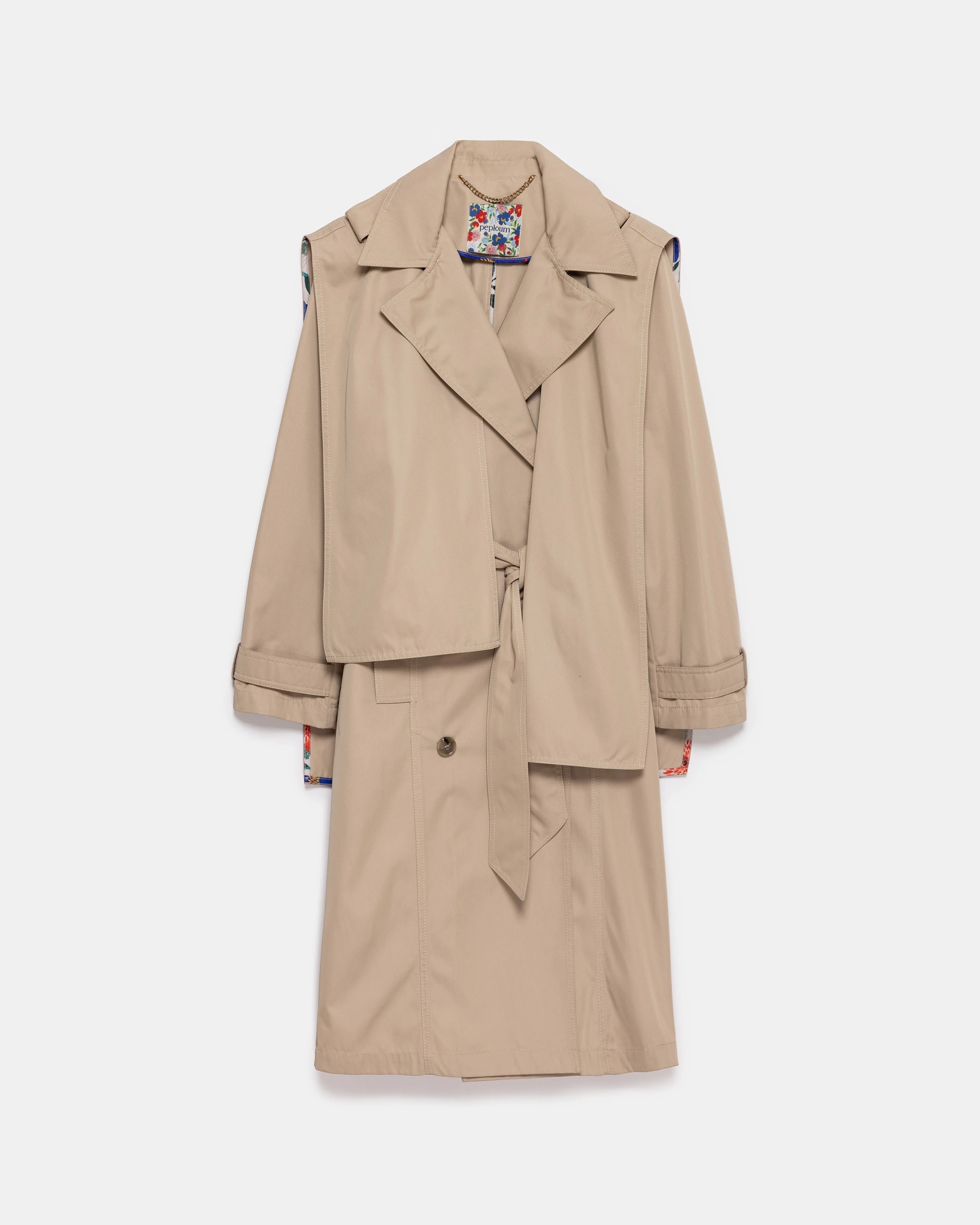 Beatrice Asymmetric Piece Trenchcoat - Light Beige