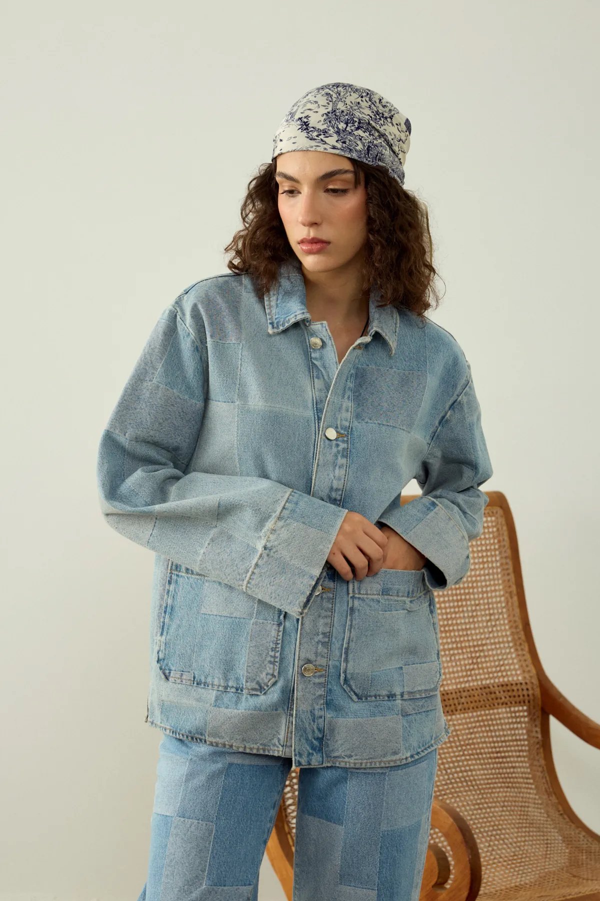 CORY PATCHWORK DENIM CEKET MAVİ
