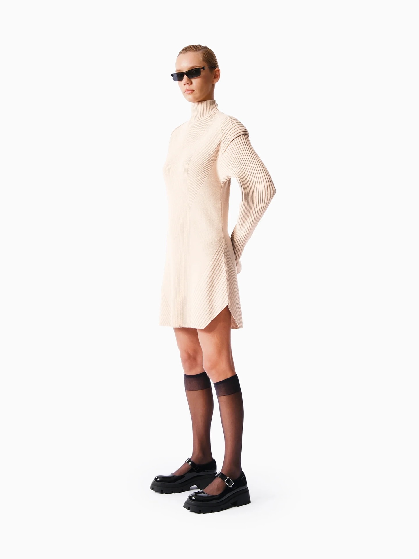 KNTLGY Infinity Knit Bej Elbise