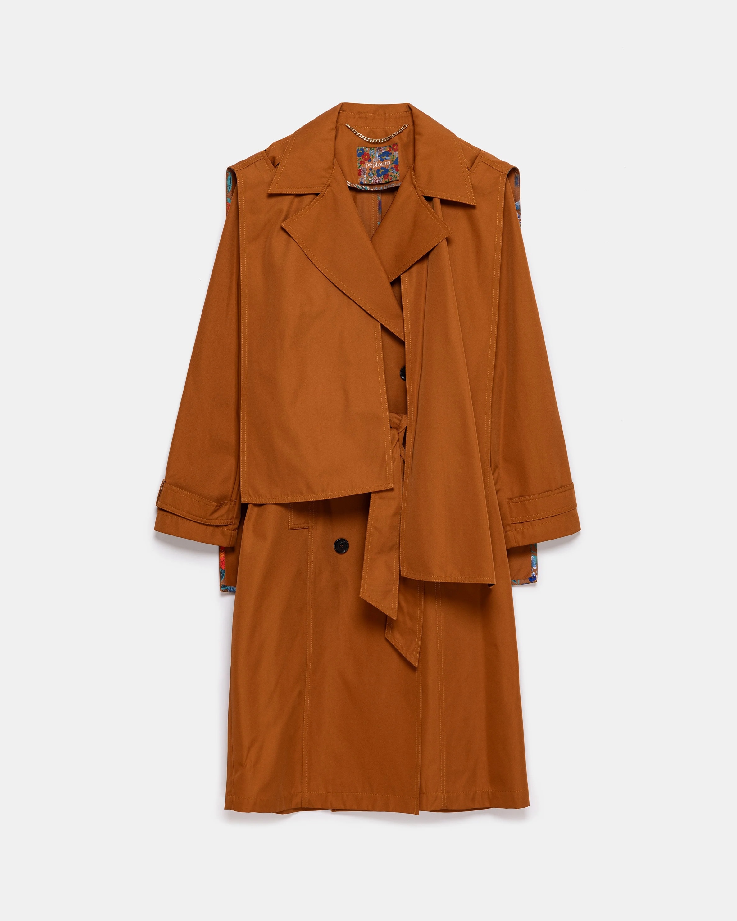 Beatrice Asymmetric Piece Trenchcoat - Cinnamon
