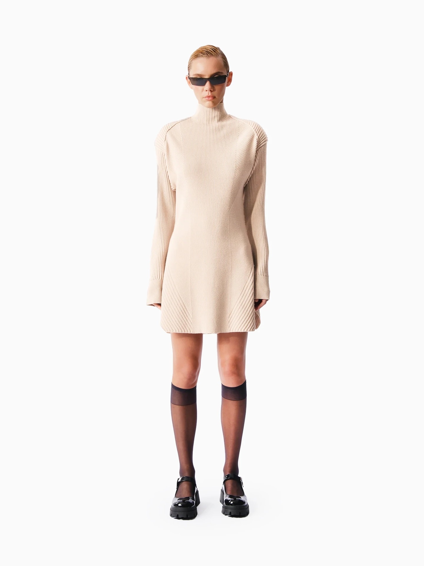 KNTLGY Infinity Knit Bej Elbise