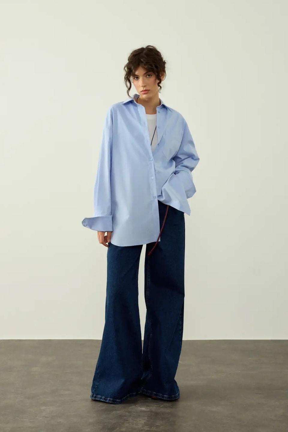 CEPLİ OVERSIZE GÖMLEK MAVİ