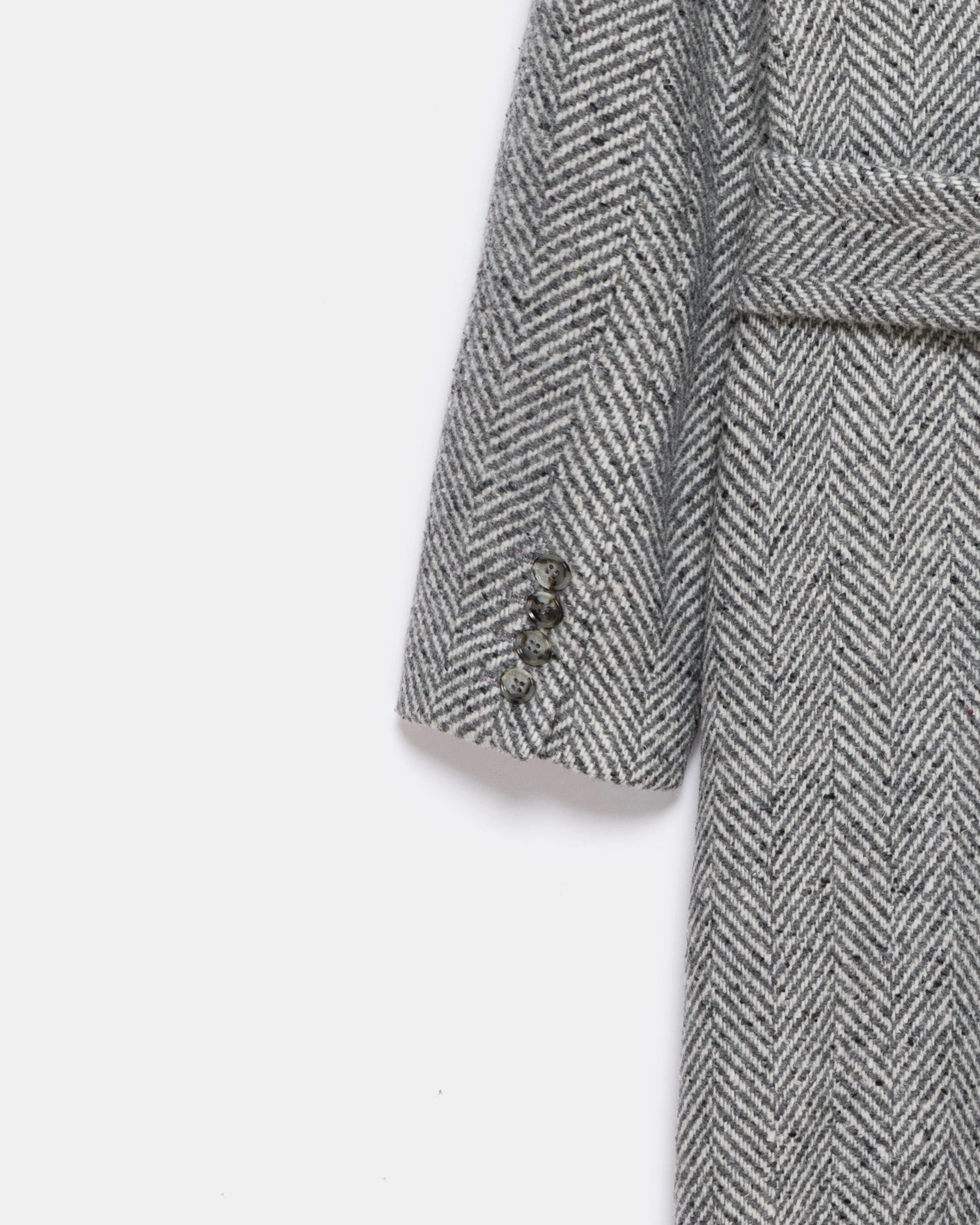 Adele Herringbone Coat - Cool Grey