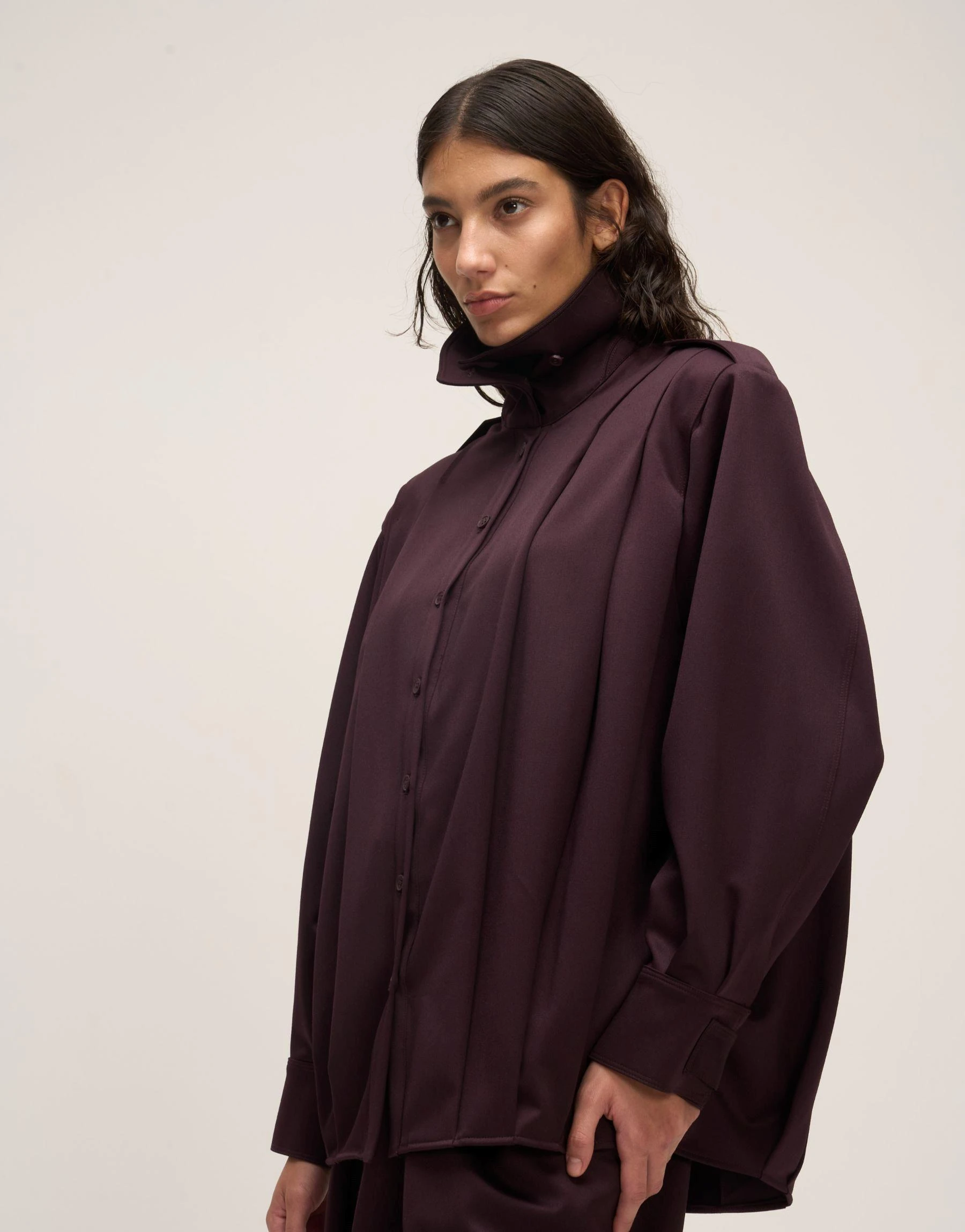 Pileli Ceket Mürdüm