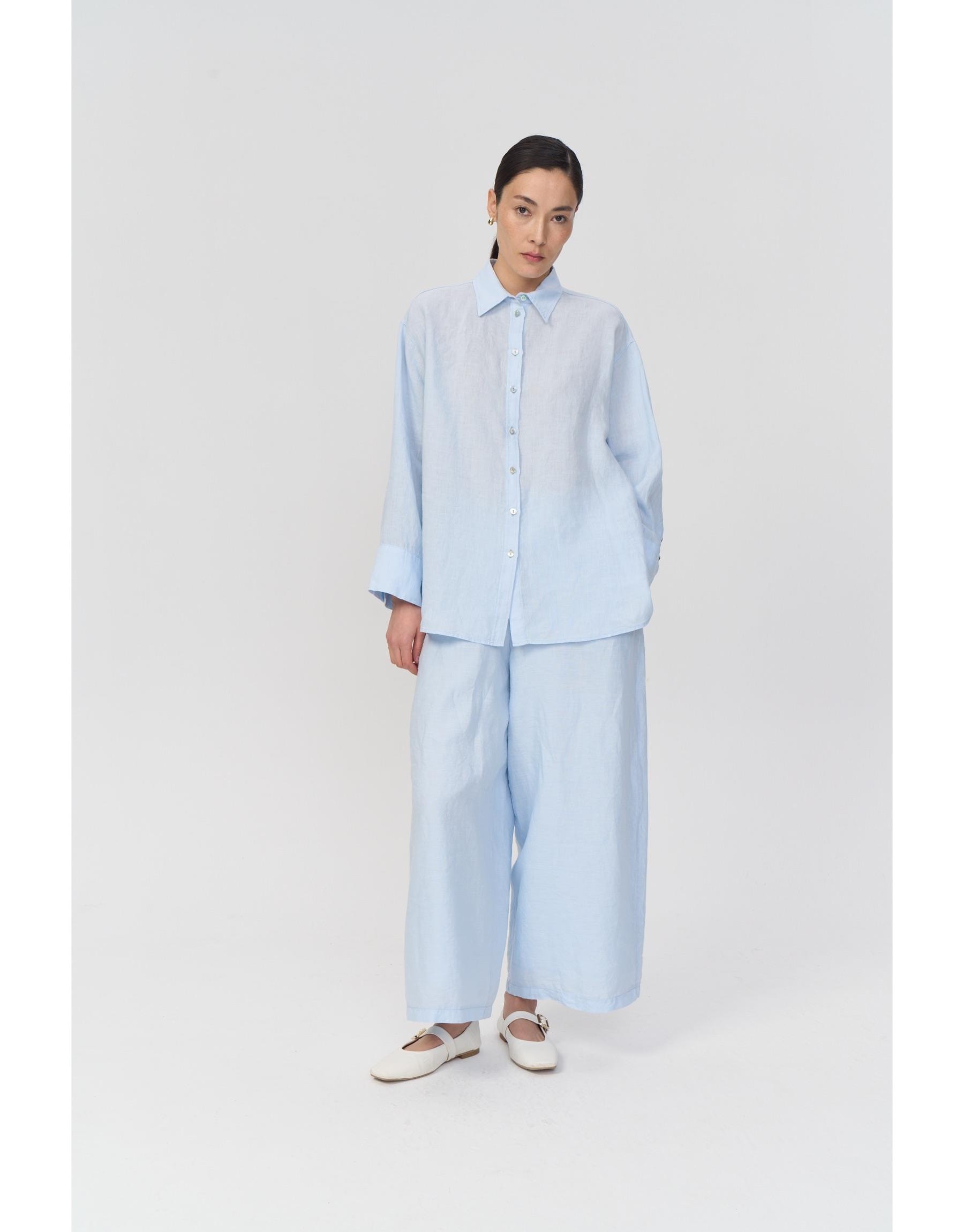 Soffy Keten Pantolon Mavi