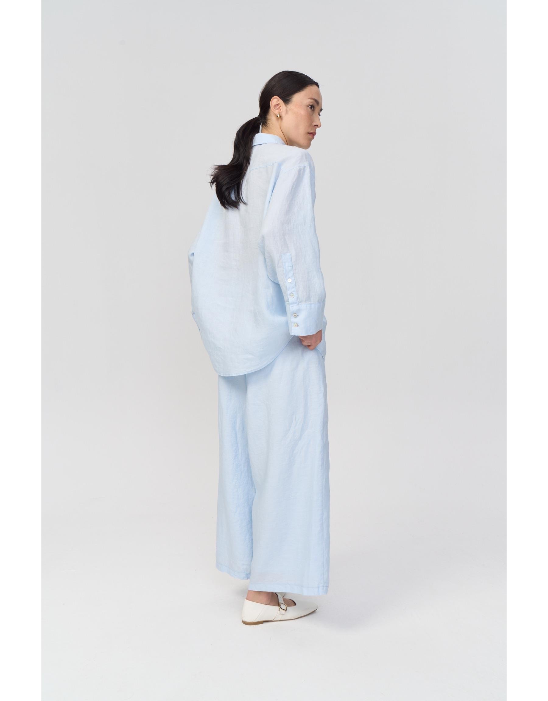 Soffy Keten Pantolon Mavi