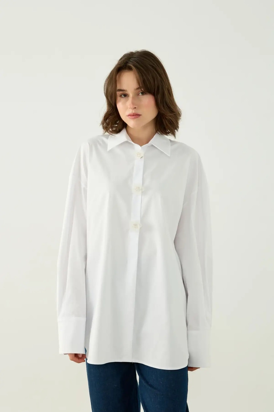 DÜĞME DETAYLI OVERSIZE GÖMLEK