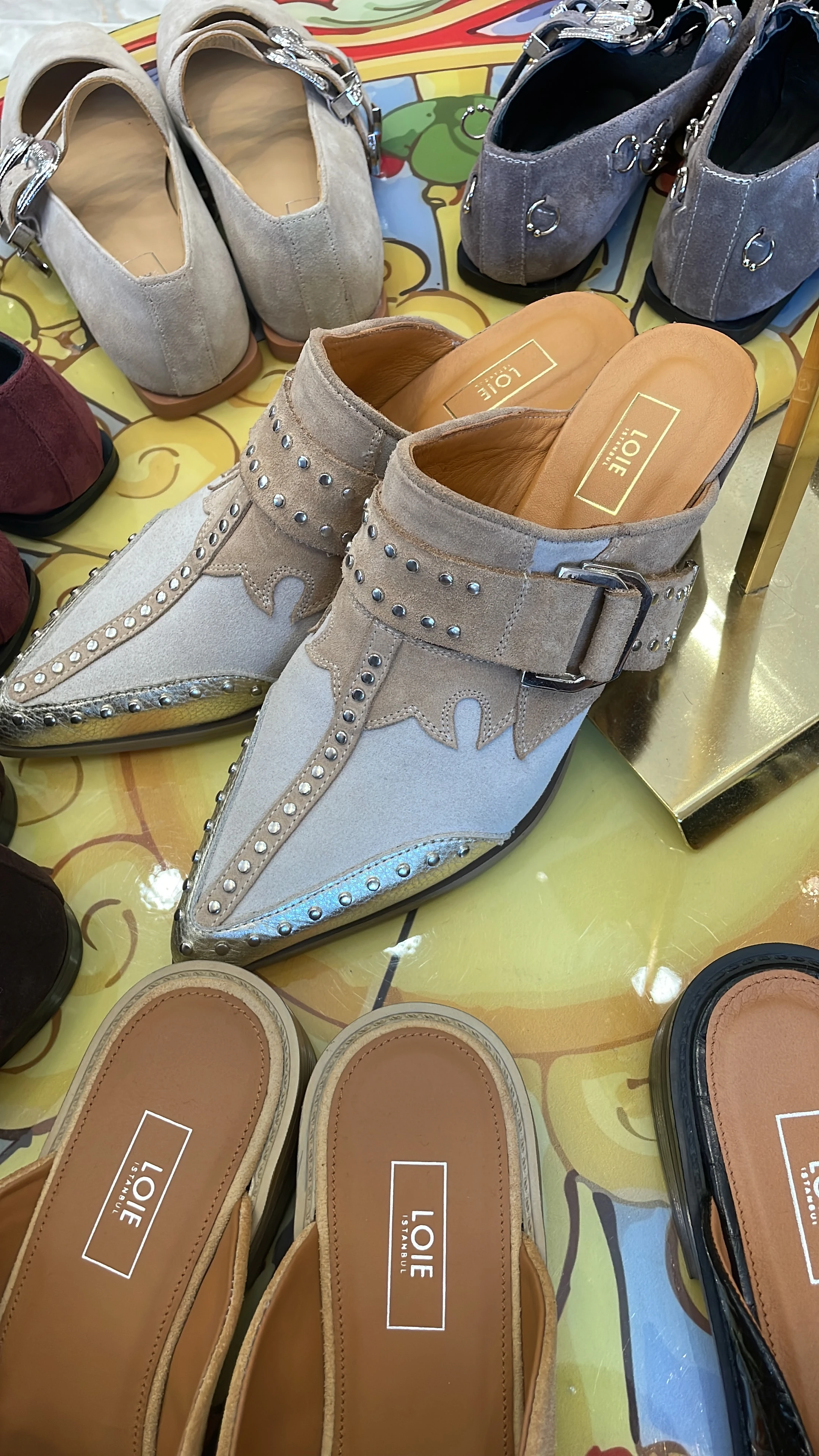 PERY MULES CAMEL SLIPPERS