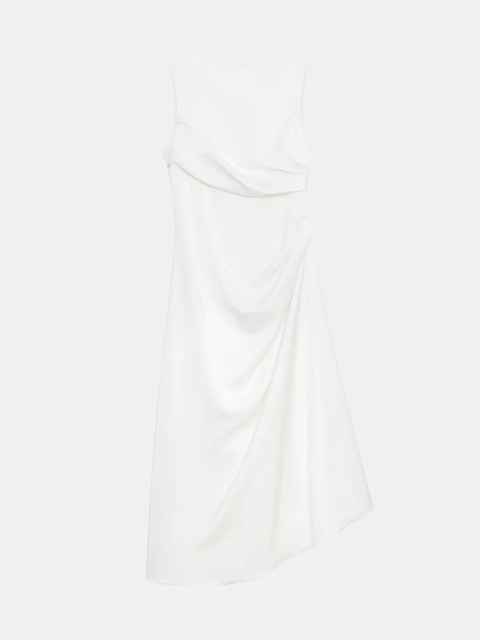 Amor Drapped Sateen Dress - Pearl White