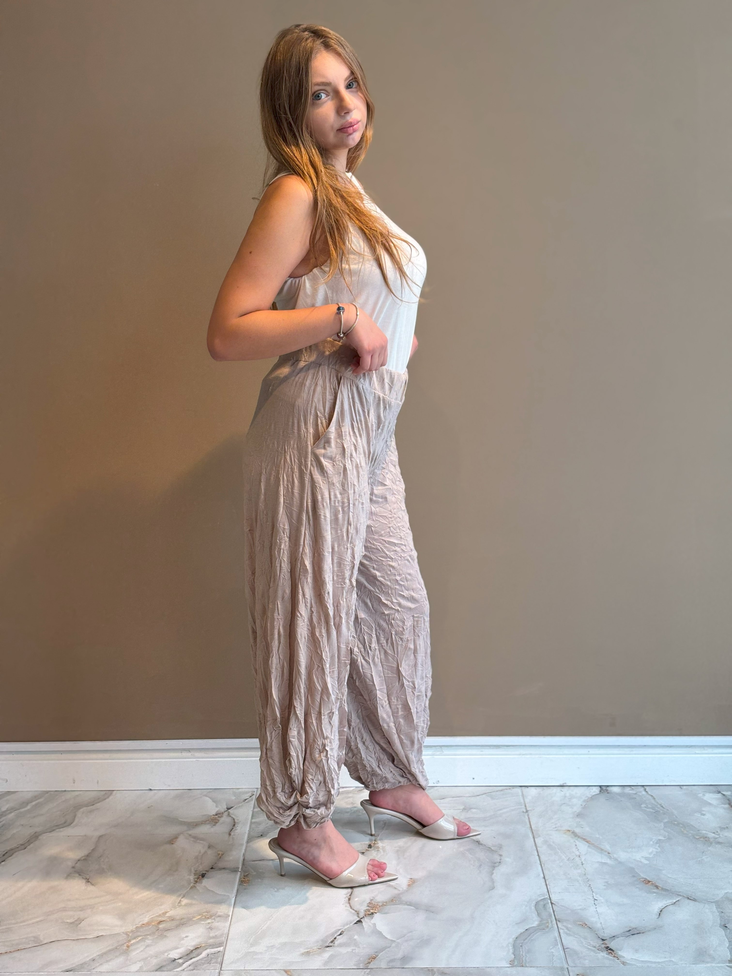 Crinkle Pantolon Vizon