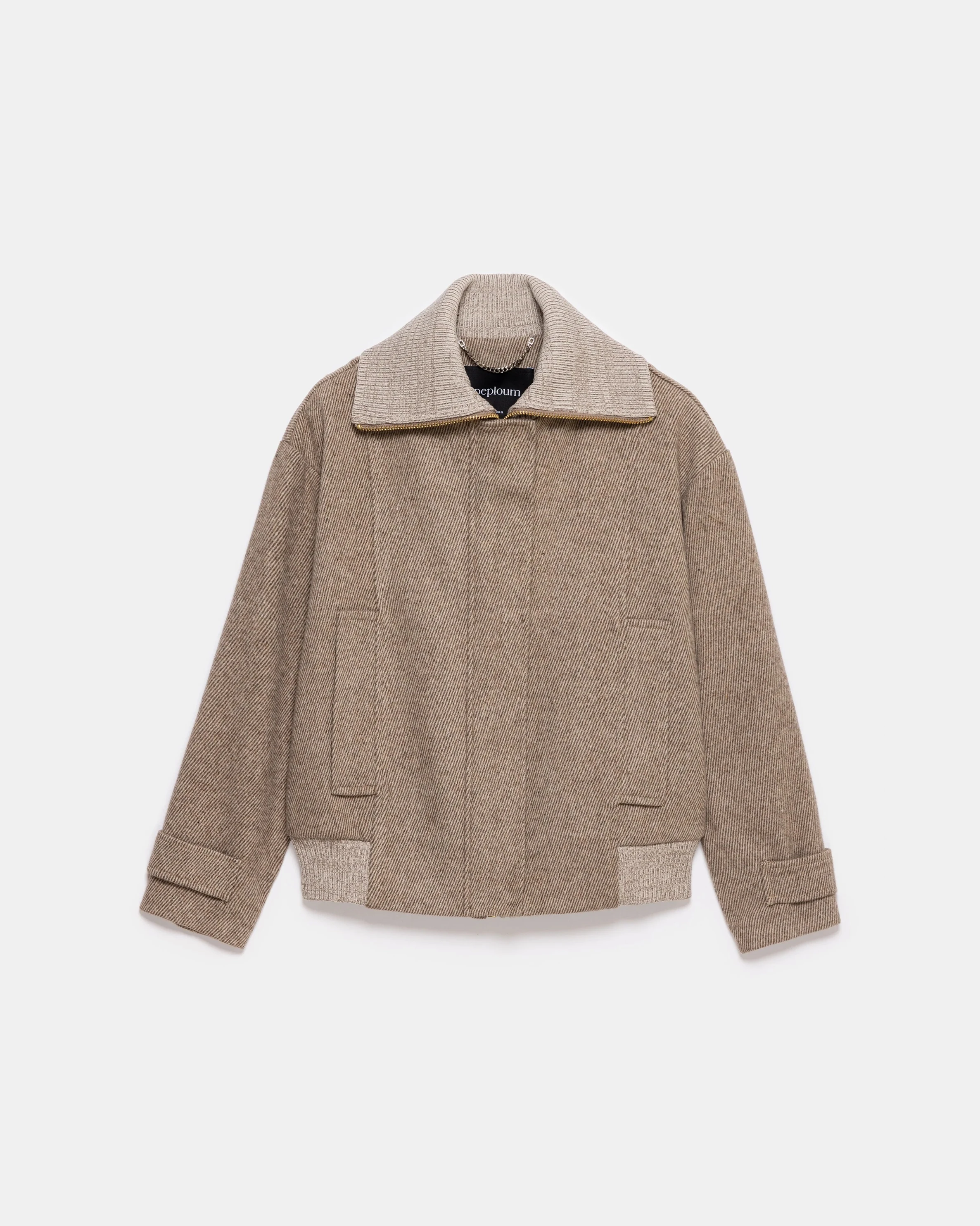 Grace Knit Collar Short Coat - Beige