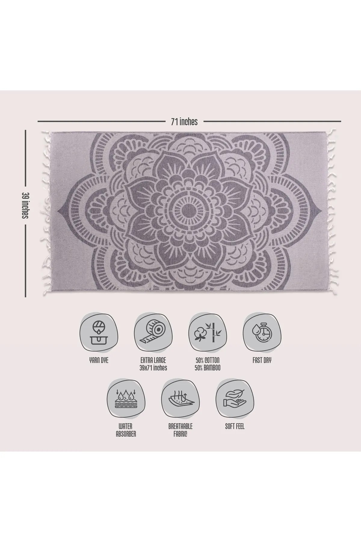 MANDALA BAMBU BEZ PEŞTEMAL 100x180