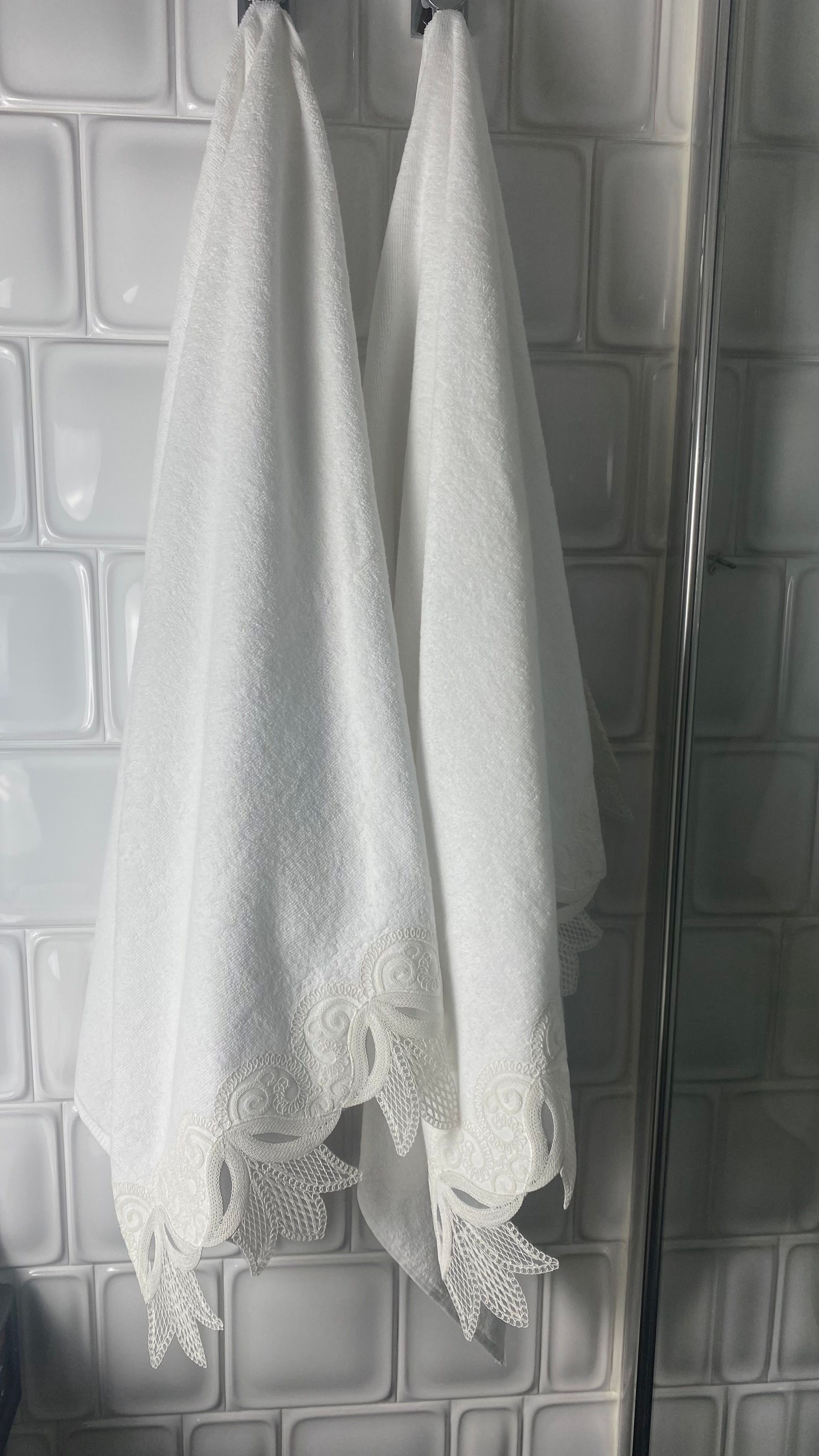 2'li Taç Yaprak Güpürlü Çeyizlik, Hediyelik Banyo Havlusu
