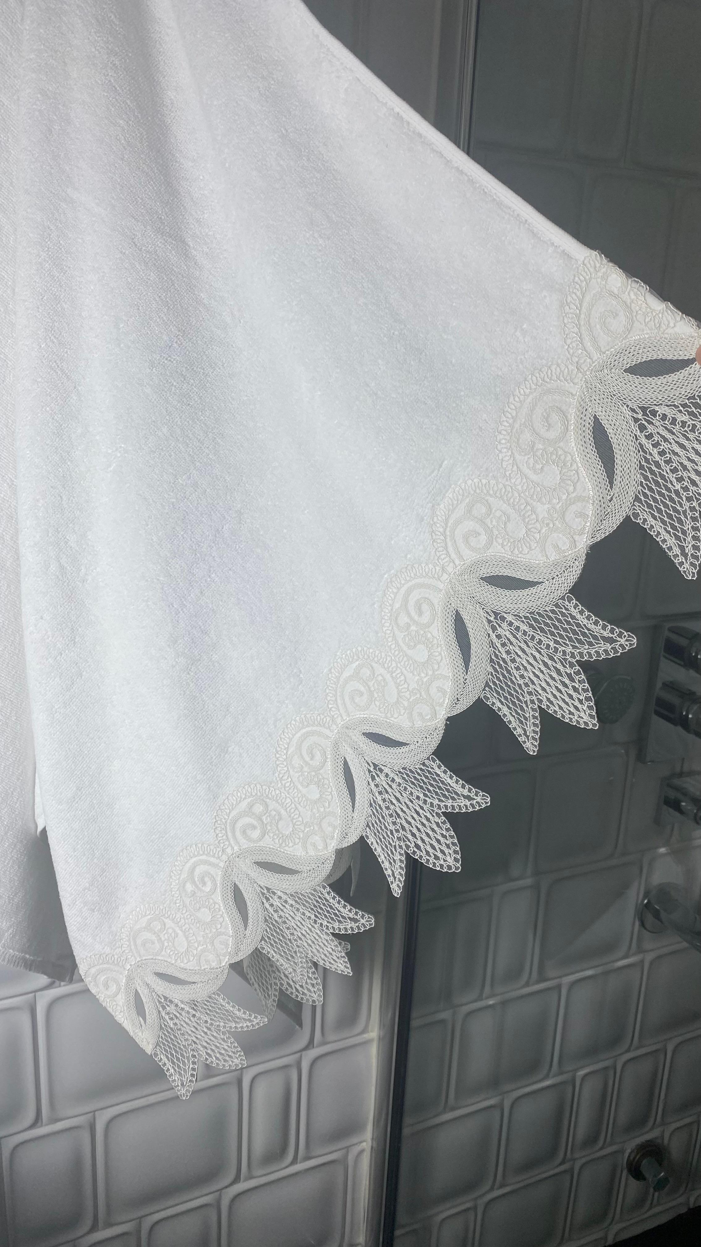 2'li Taç Yaprak Güpürlü Çeyizlik, Hediyelik Banyo Havlusu