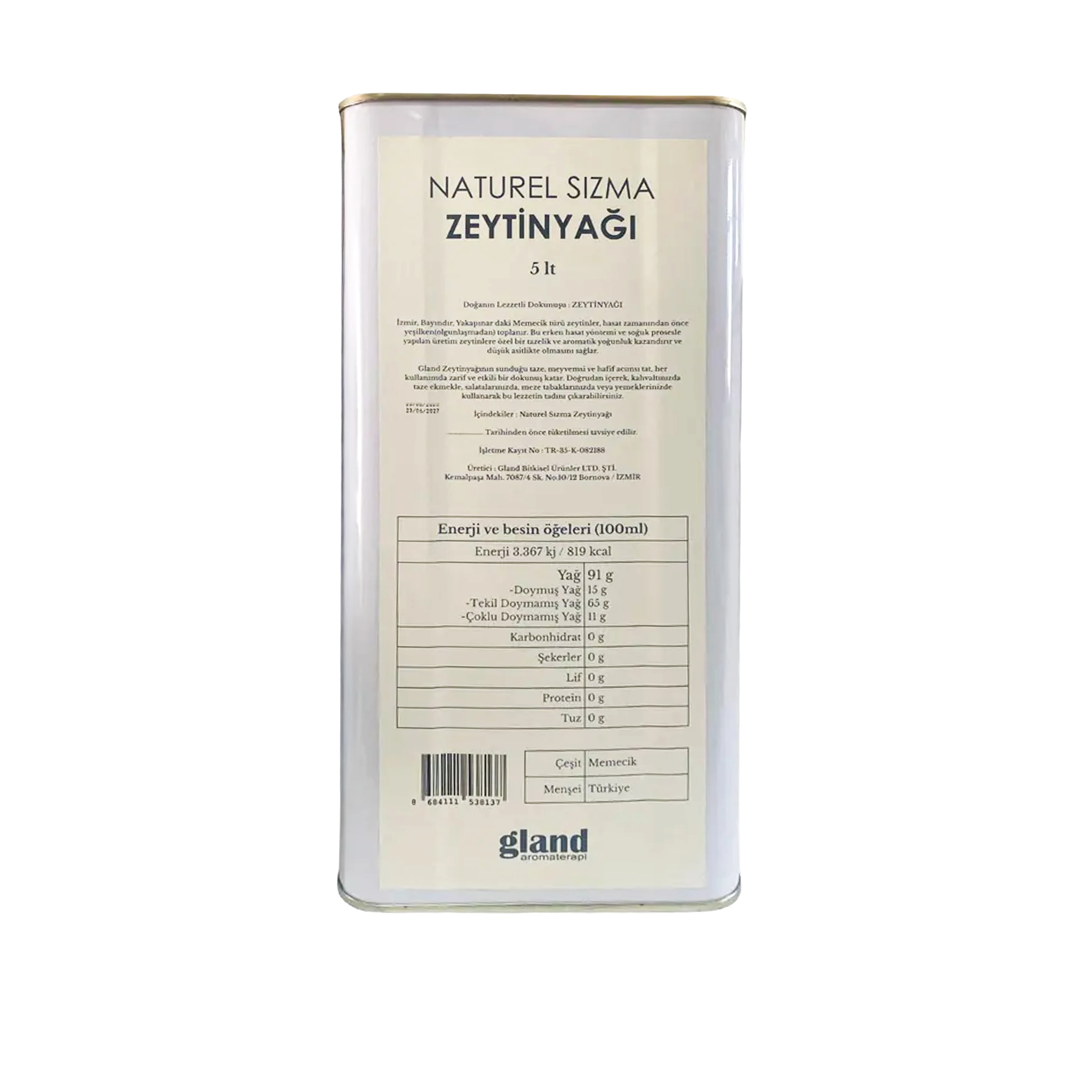 Erken Hasat Naturel Sızma Zeytinyağı - 5 lt