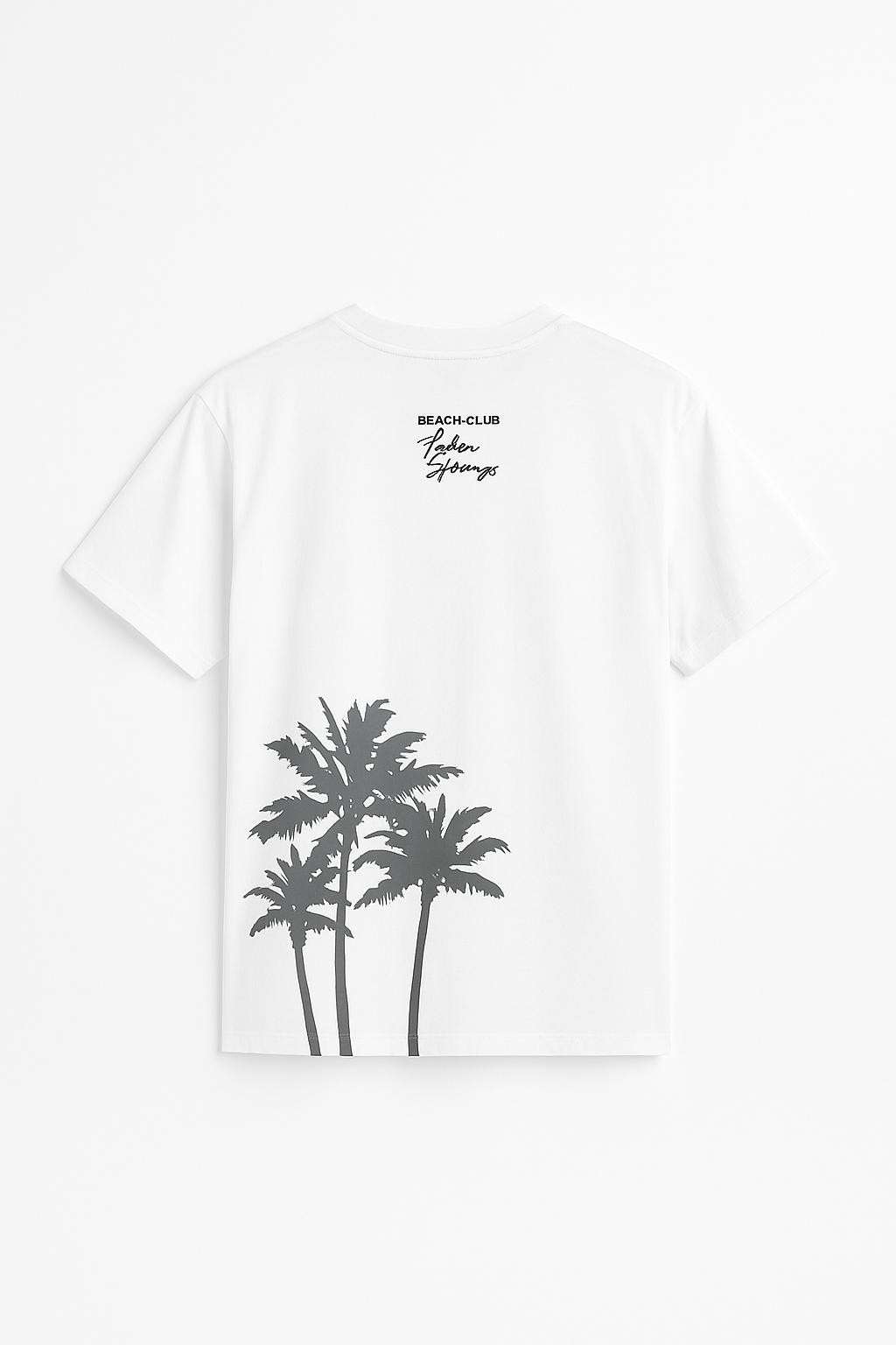 Erkek Çocuk Bisiklet Yaka “Beach Club Palm Springs” Baskılı Kısa Kollu Tişört