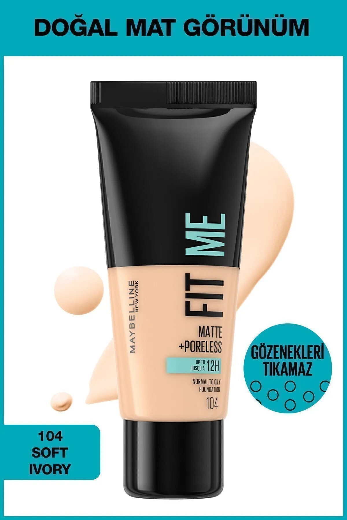 Maybelline New York Fit Me Matte+Poreless Fondöten 104 Soft Ivory