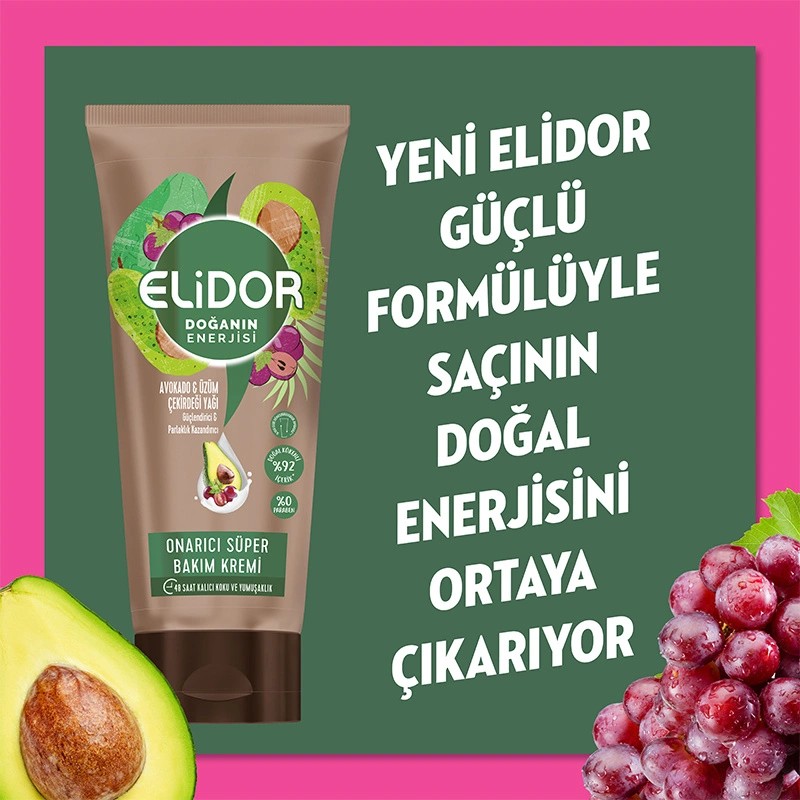 Elidor Doğanın Enerjisi Onarıcı Süper Saç Bakım Kremi Avokado ve Üzüm Çekirdeği Yağı 170 ml