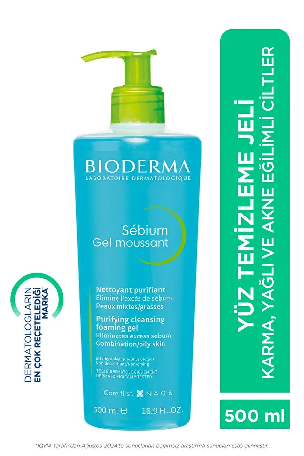 Bioderma Sebium Foaming Gel Yağlı ve Akneli Ciltler İçin Temizleyici Jel 500 ml