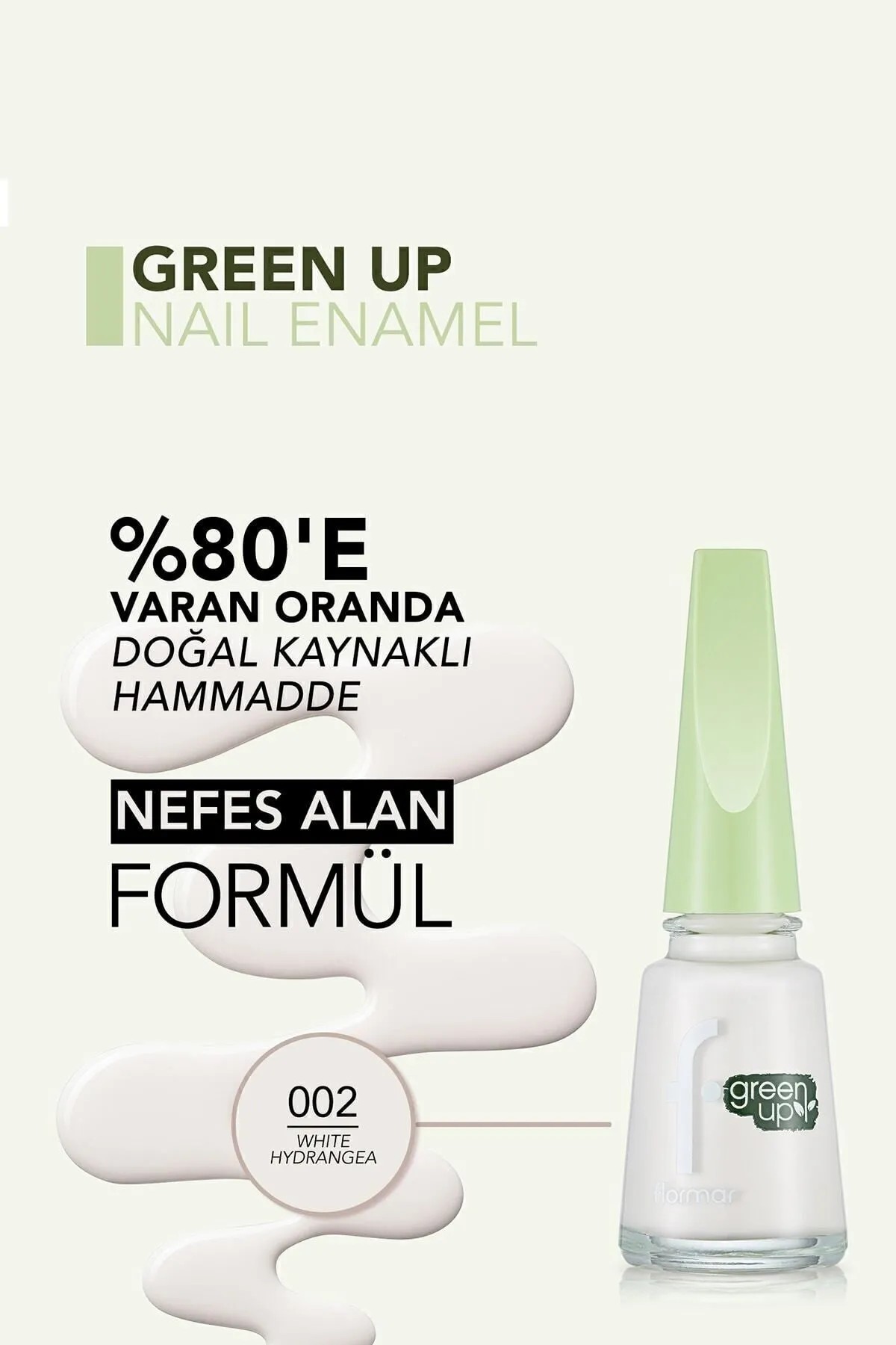 Flormar Parlak Bitişli Nefes Alabilen Vegan Oje Green Up Nail Enamel