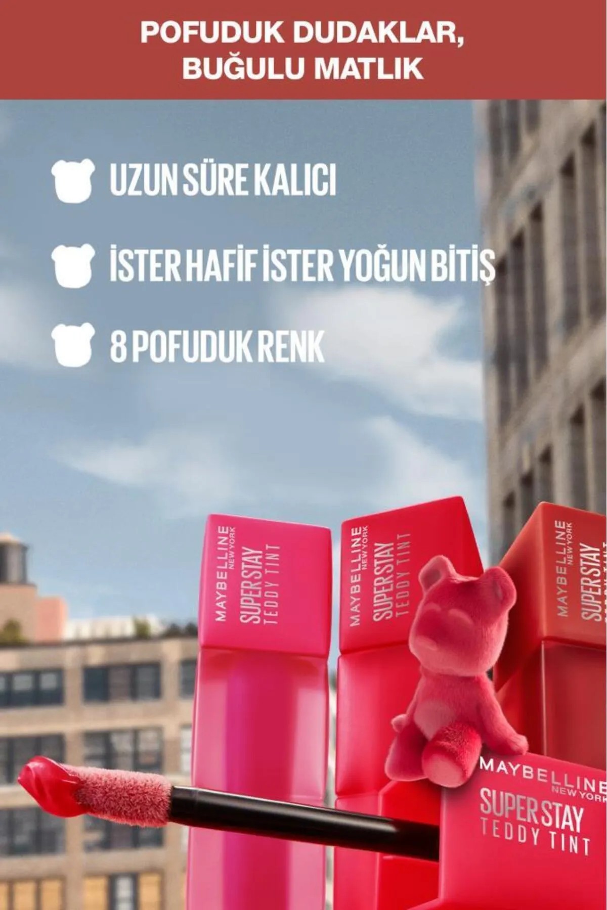 Maybelline Super Stay Teddy Tint Uzun Süre Kalıcı Likit Mat Tint 15 Skinny Dip