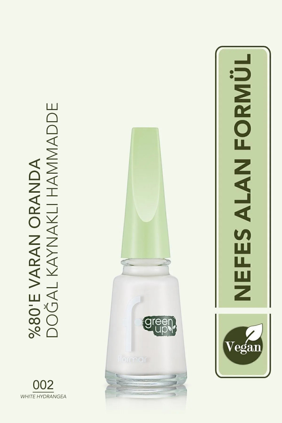 Flormar Parlak Bitişli Nefes Alabilen Vegan Oje Green Up Nail Enamel