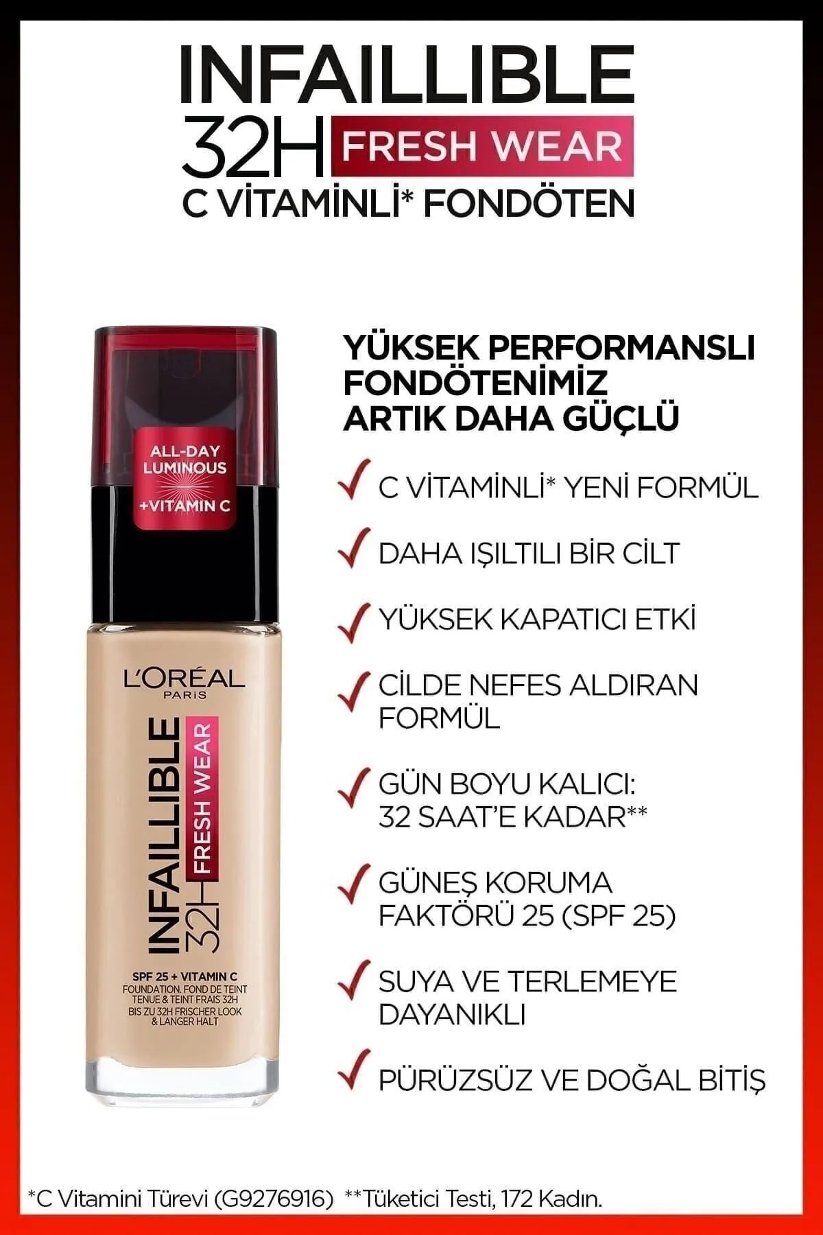 Loreal Paris Infaillible 32H Fresh Wear C Vitaminli Fondöten - 200 Natural Linen