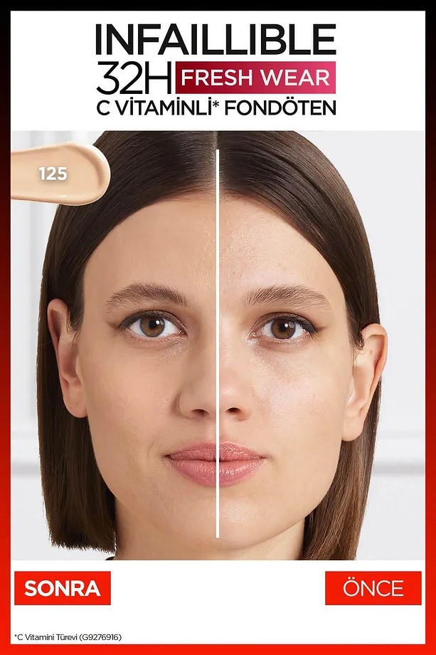 Loreal Paris Infaillible 32h Fresh Wear C Vitaminli Fondöten - 125 Natural Beige Kapatıcı