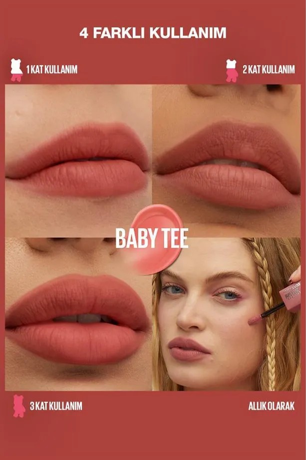 Maybelline New York Maybelline Super Stay Teddy Tint Uzun Süre Kalıcı Likit Mat Tint 25 Baby Tee
