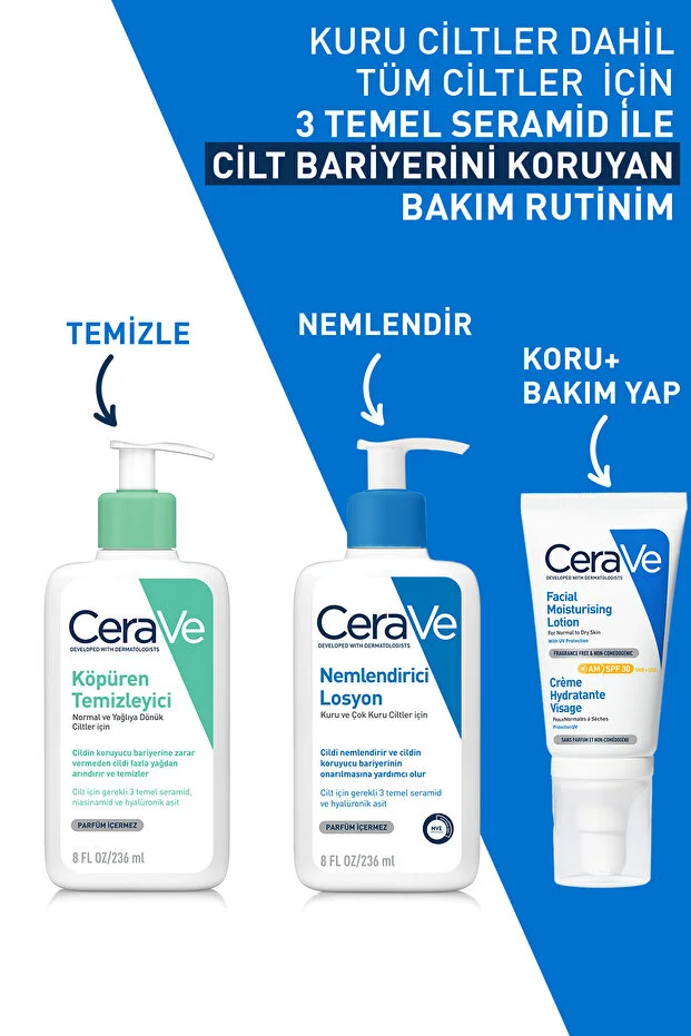CeraVe Seramid ve Hyalüronik Asit içeren Nemlendirici Yüz ve Vücut Losyonu Kuru ve Çok Kuru Ciltler İçin 236 ml