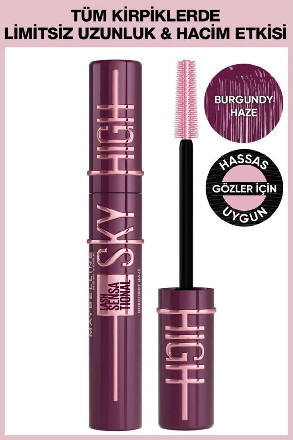 Maybelline New York Lash Sensational Sky High Burgundy Haze Maskara - Mürdüm