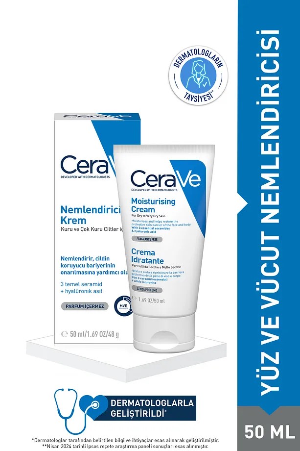 Cerave Nemlendirici Krem Kuru ve Çok Kuru Ciltler 50 ml