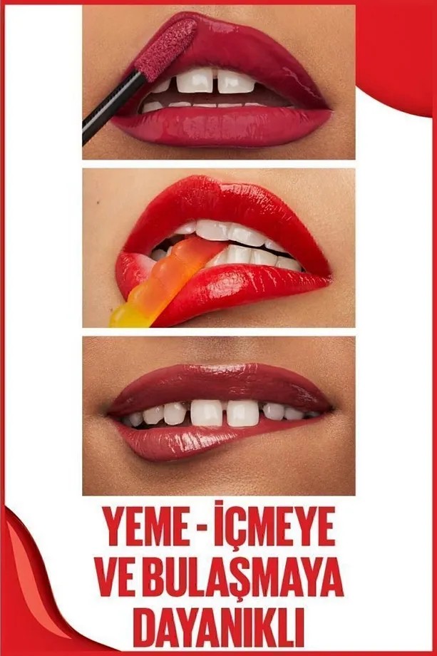 Maybelline New York Super Stay Vinyl Ink Uzun Süre Kalıcı Şeftali Tonlu Likit Parlak Ruj 15 Peachy