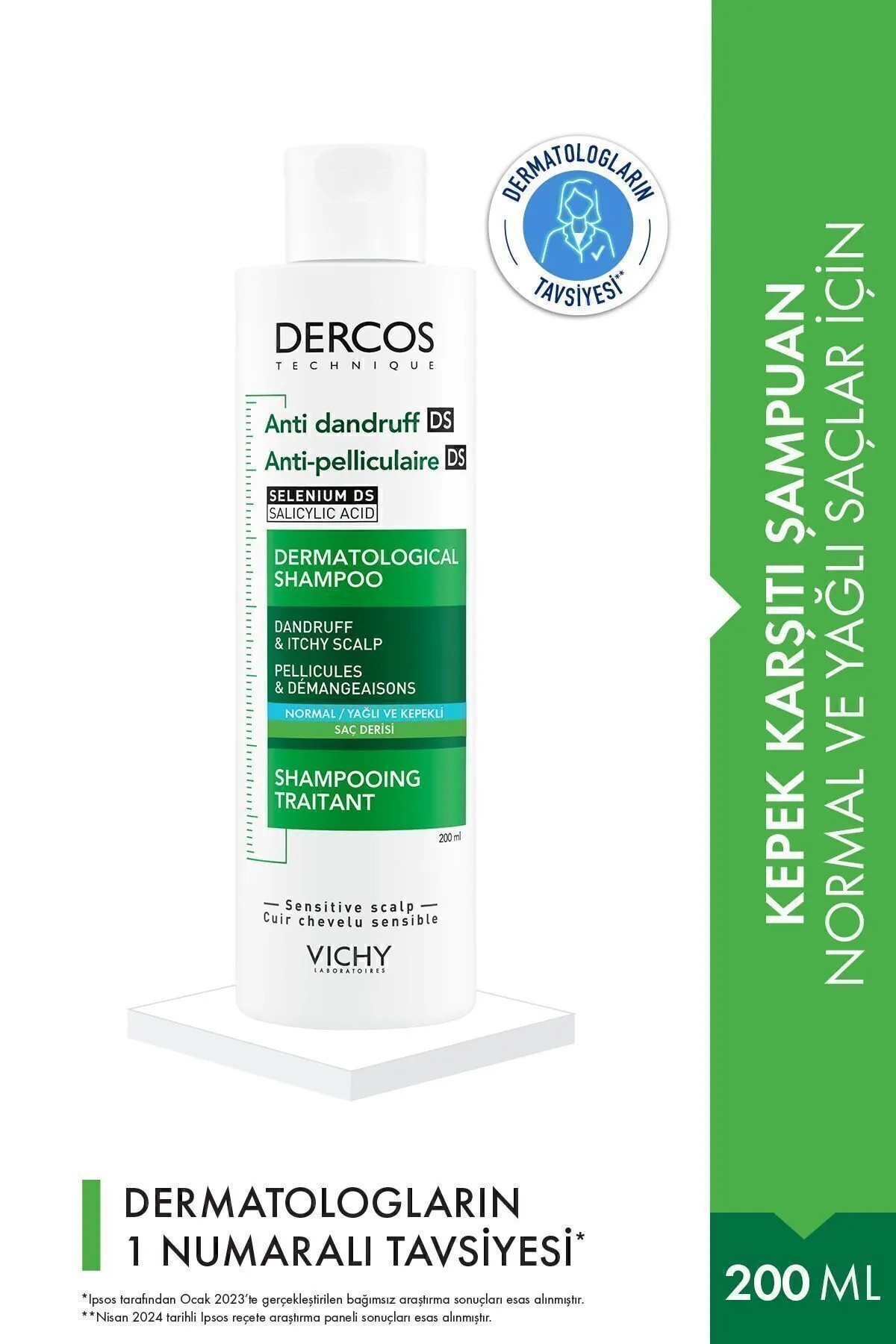 Vichy Dercos Normal/Yağlı Saçlar İçin Kepek Karşıtı Saç Bakım Şampuanı 200 ml