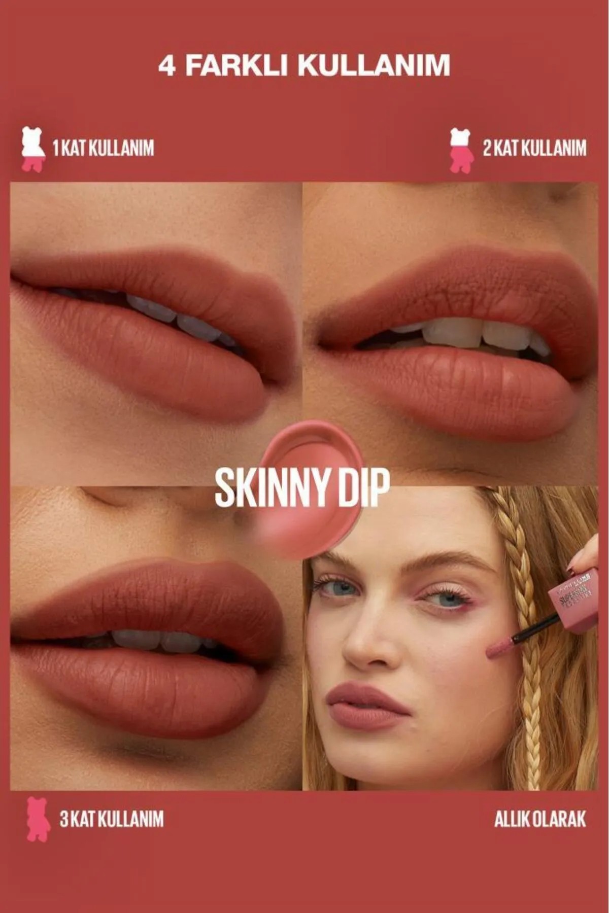 Maybelline Super Stay Teddy Tint Uzun Süre Kalıcı Likit Mat Tint 15 Skinny Dip