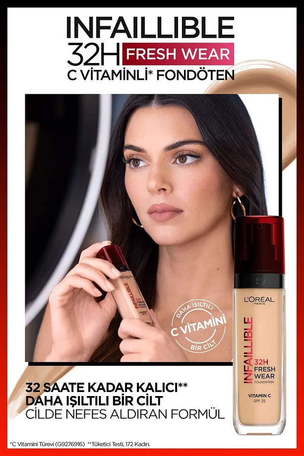 Loreal Paris Infaillible 32h Fresh Wear C Vitaminli Fondöten - 125 Natural Beige Kapatıcı