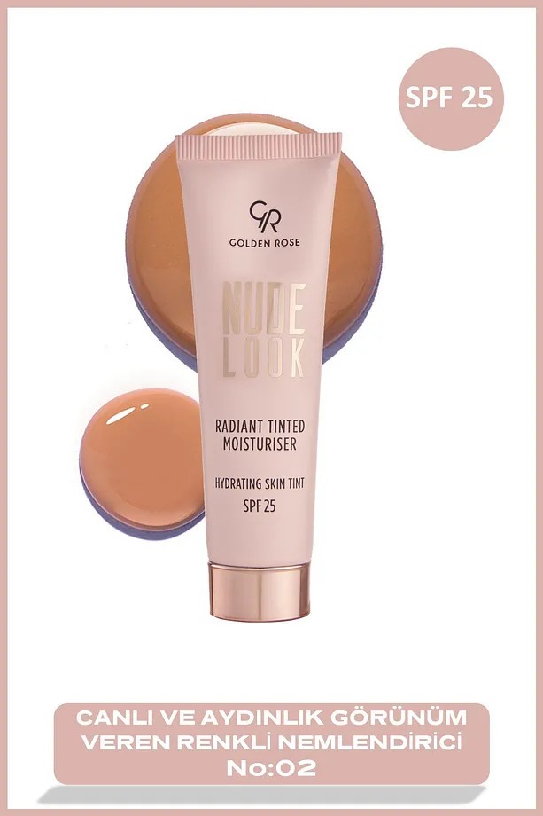 Golden Rose Nude Look Radiant Tinted Moisturiser No: 02 Medium Tint - Renkli Nemlendirici Spf 25