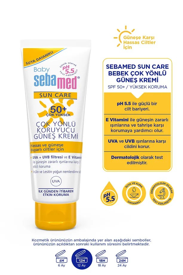 Sebamed Baby SPF 50+ UVA - UVB Filtresi ve E Vitamini Etkili Çok Yönlü Koruyucu Çocuk Güneş Kremi 75 ml
