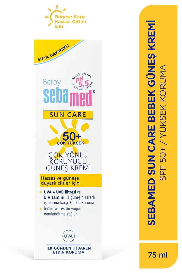 Sebamed Baby SPF 50+ UVA - UVB Filtresi ve E Vitamini Etkili Çok Yönlü Koruyucu Çocuk Güneş Kremi 75 ml