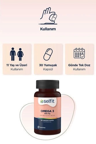 Selfit Omega 3 650 mg Balık Yağı 30 Kapsül