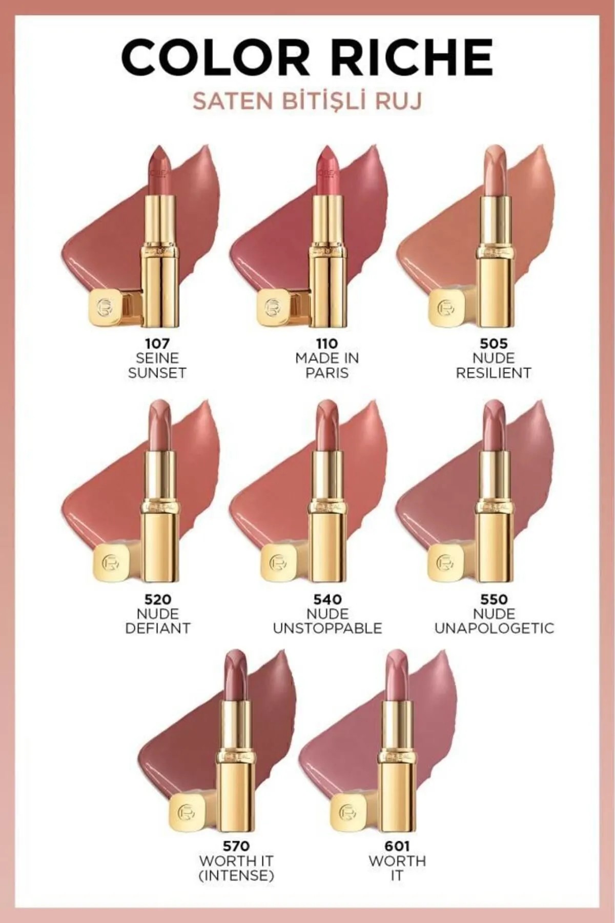 Loreal Paris Color Riche Saten Bitişli Ruj 107 Seine Sunset