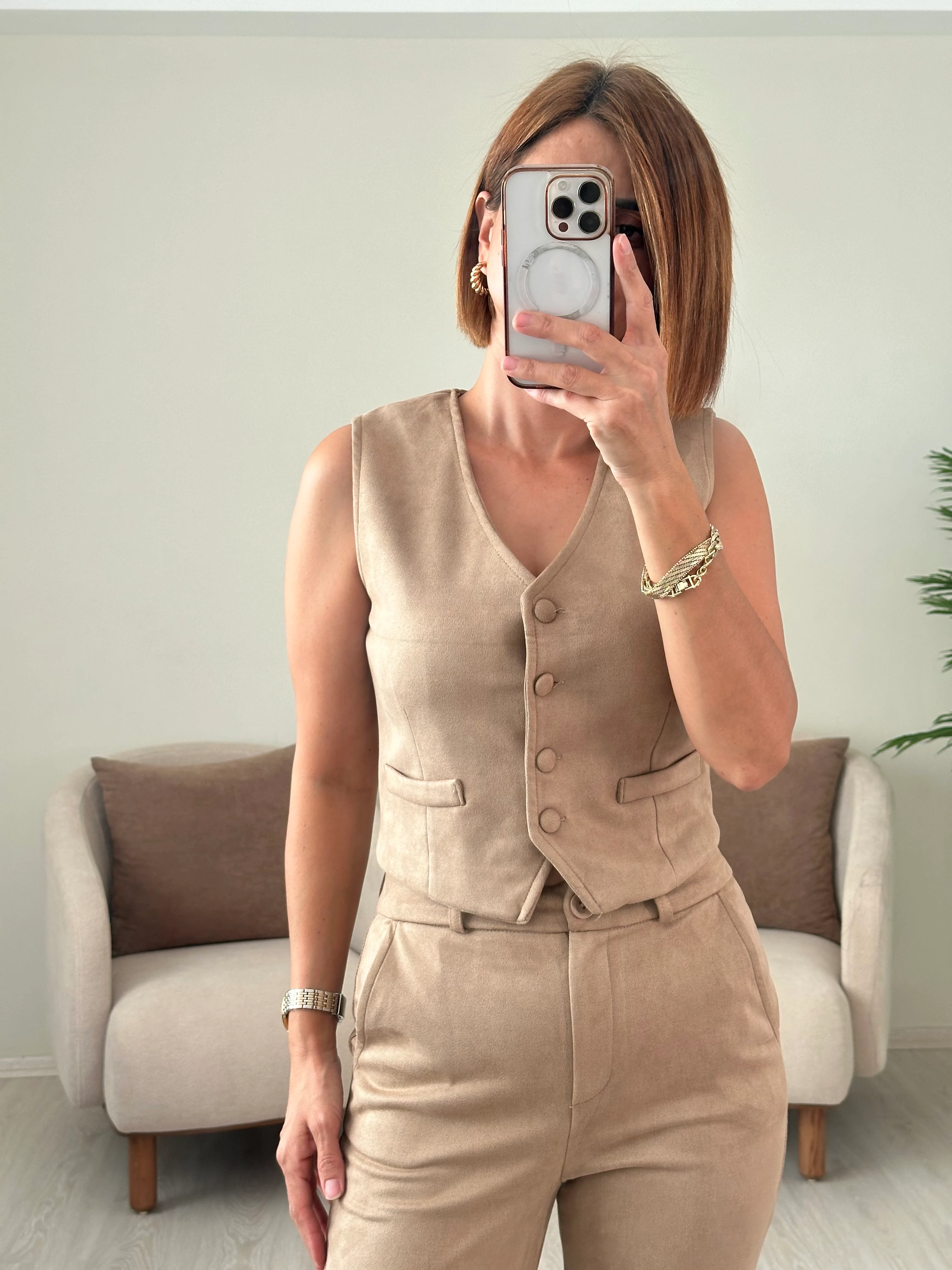 SÜET YELEK PANTOLON TAKIM