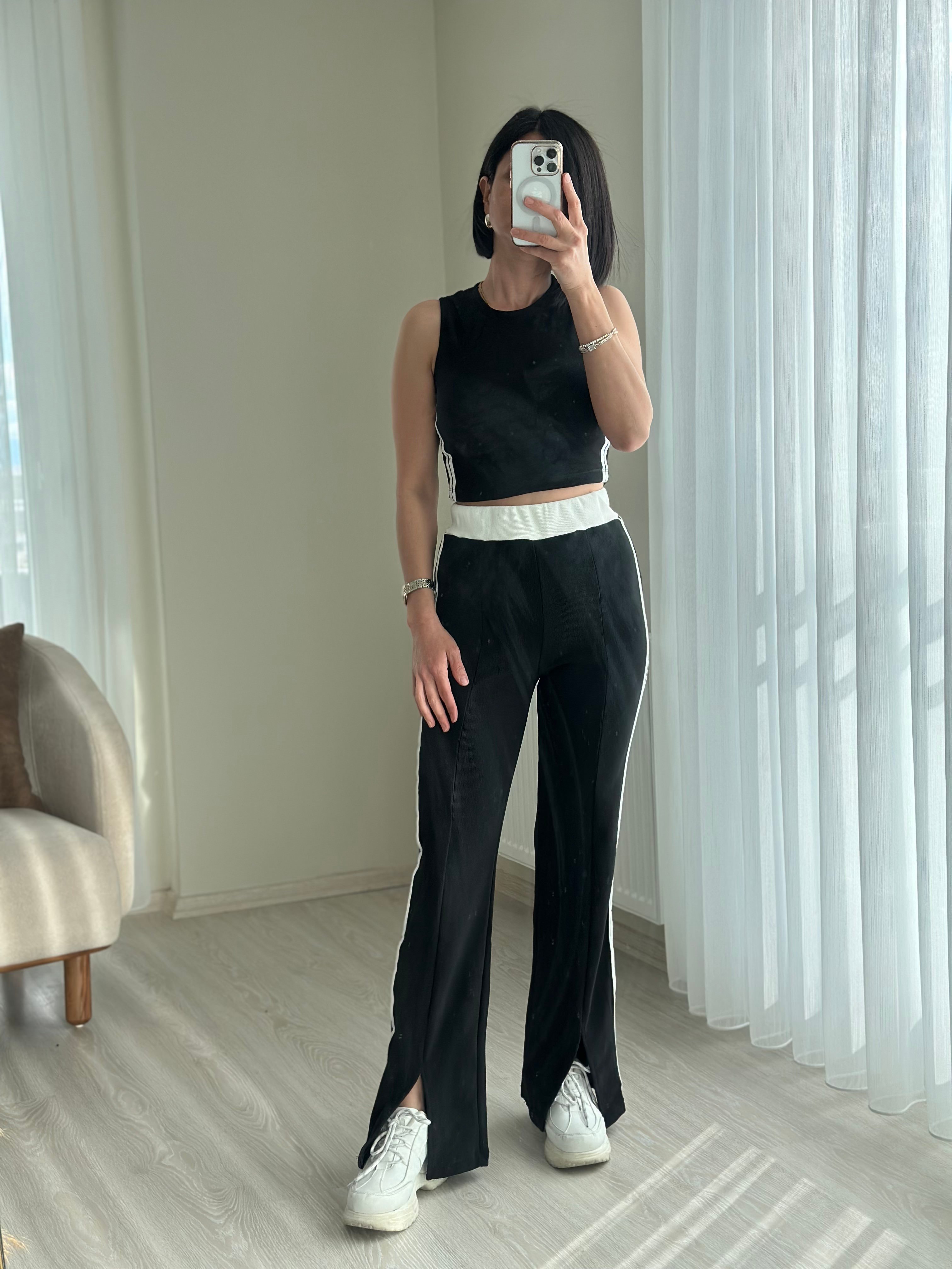 YANI ŞERİTLİ PANTOLON CROP TAKIM