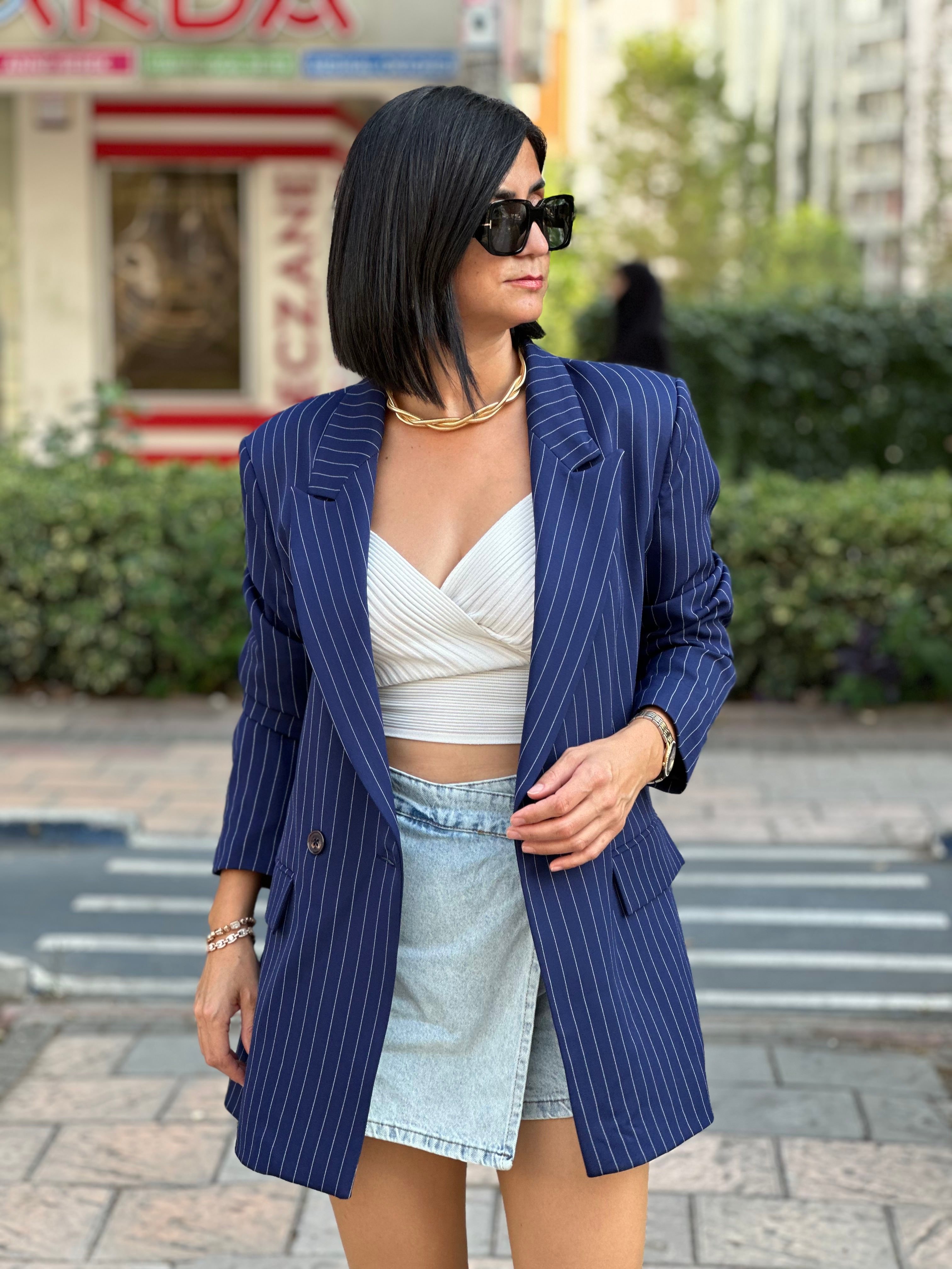 ÇİZGİLİ OVERSİZE BLAZER CEKET