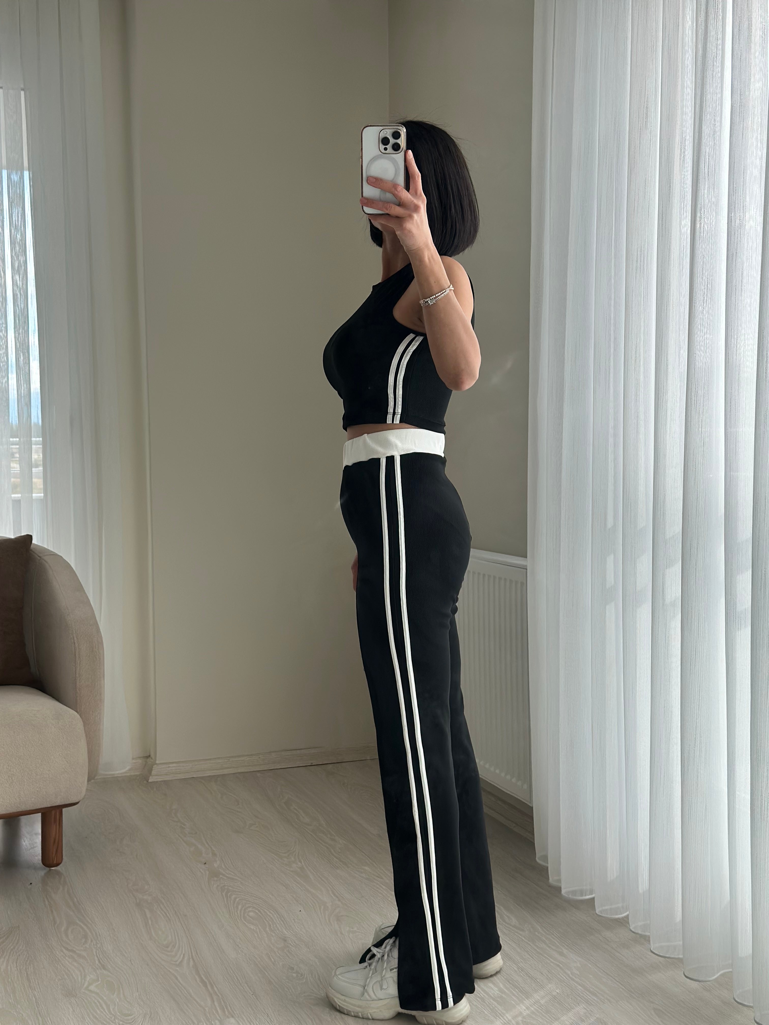 YANI ŞERİTLİ PANTOLON CROP TAKIM