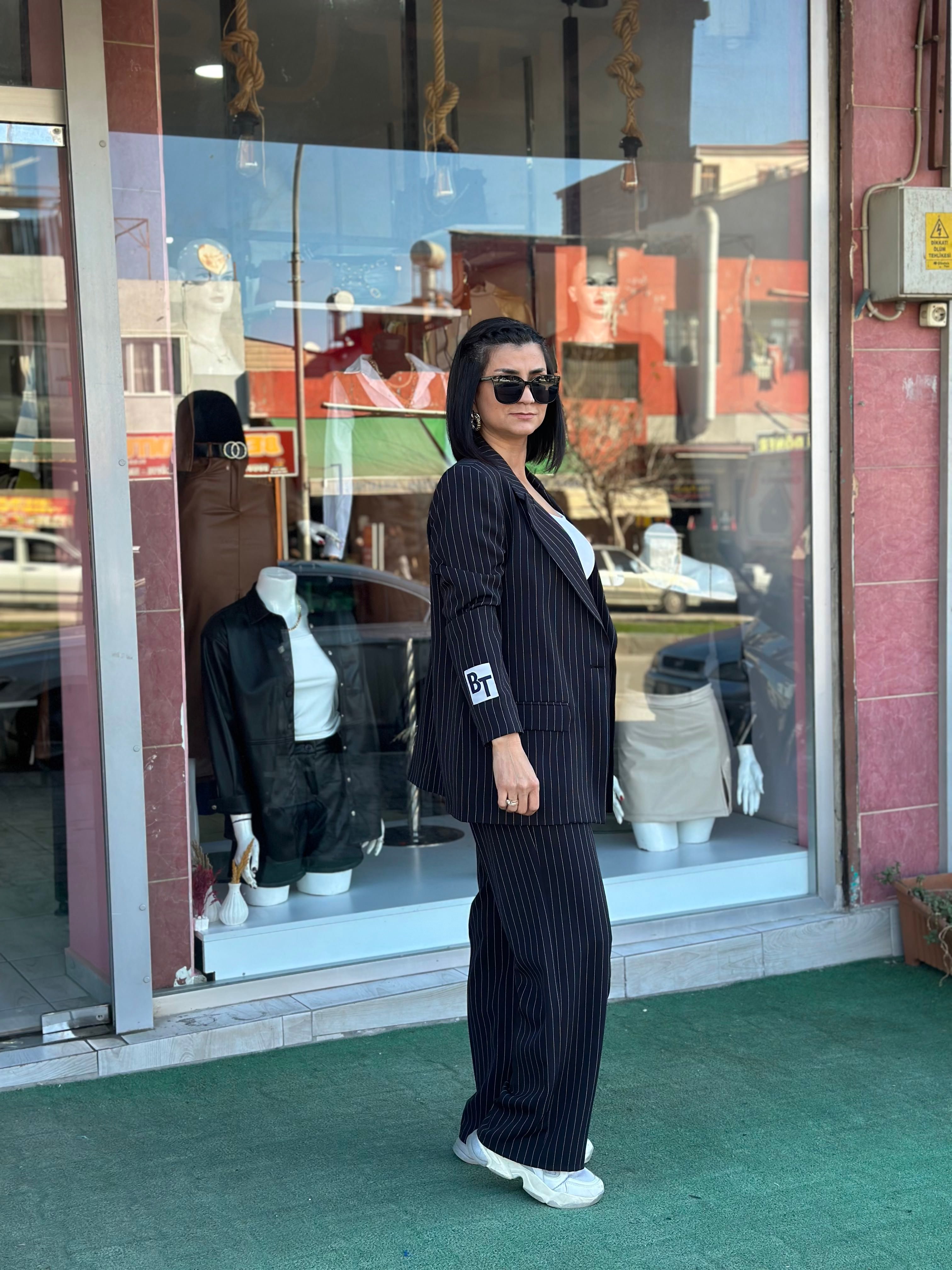 ÇİZGİLİ BLAZER CEKET TAKIM