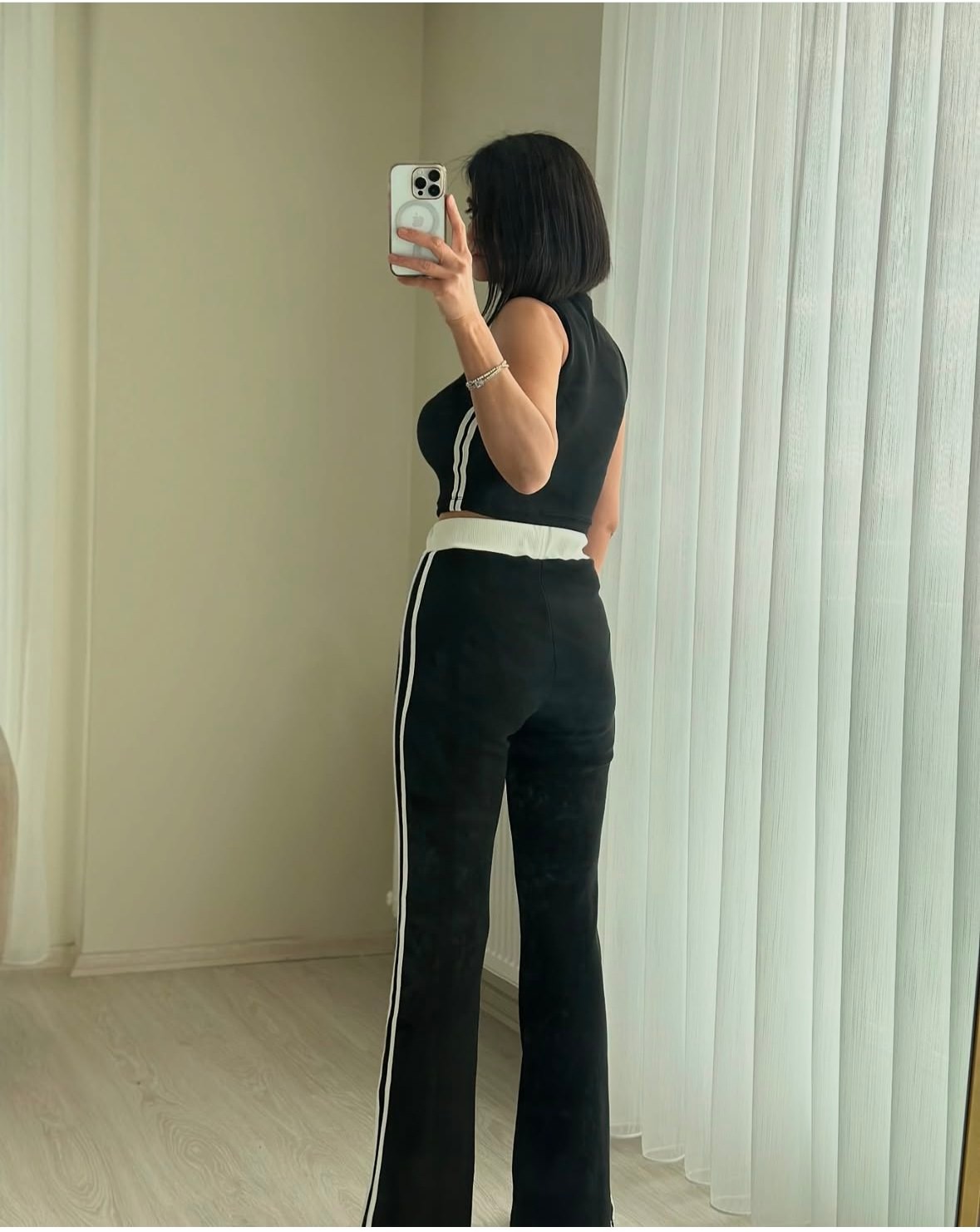 YANI ŞERİTLİ PANTOLON CROP TAKIM