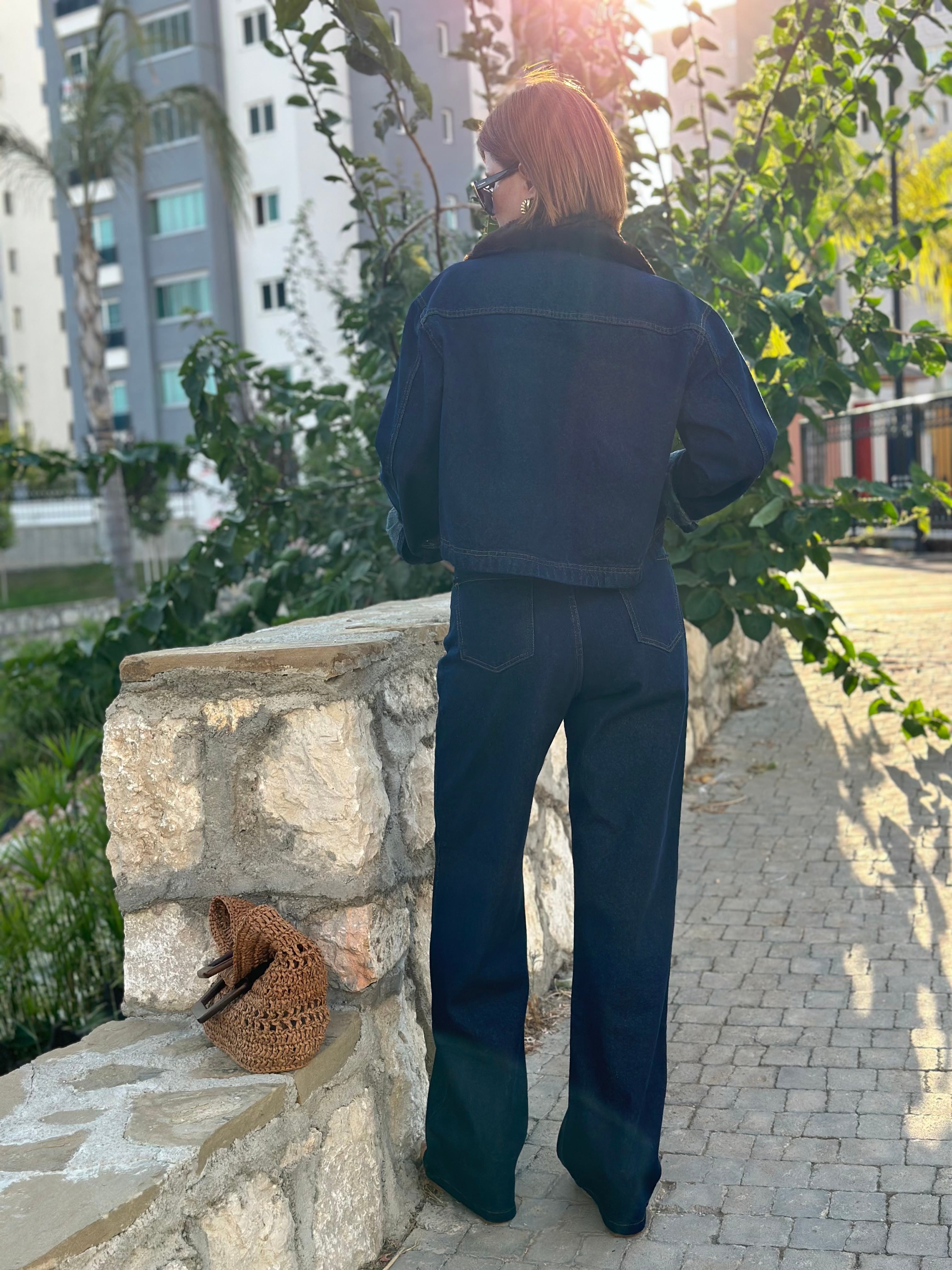 YAKASI KÜRKLÜ KOT CEKET PANTOLON TAKIM
